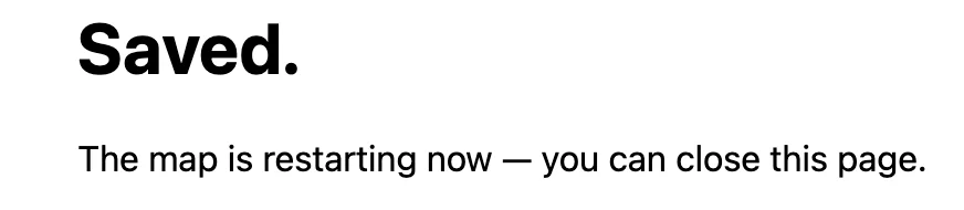 The Saved confirmation on the setup page